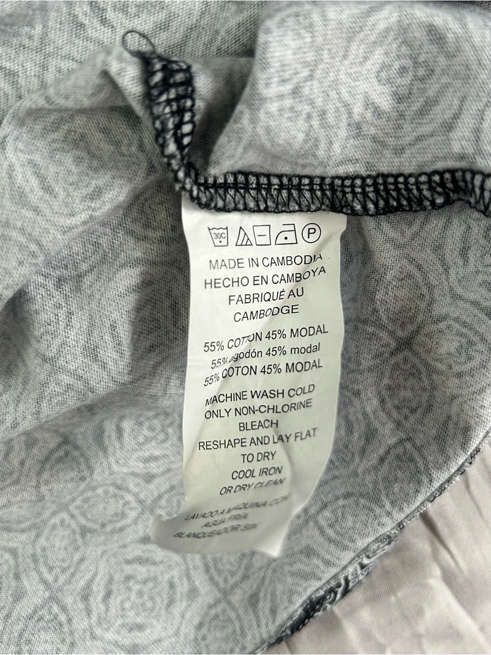 Michael Kors Cotton Modal Black & White Geometric Bell-Sleeve Blouse size Large